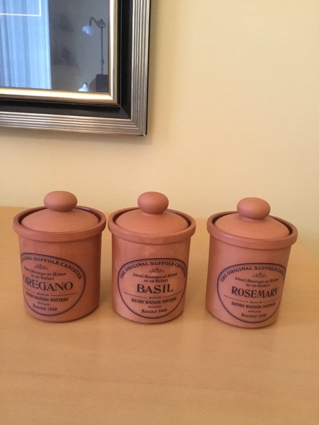 Henry Watson Pottery Canisters - Basil, Rosemary, Oregano