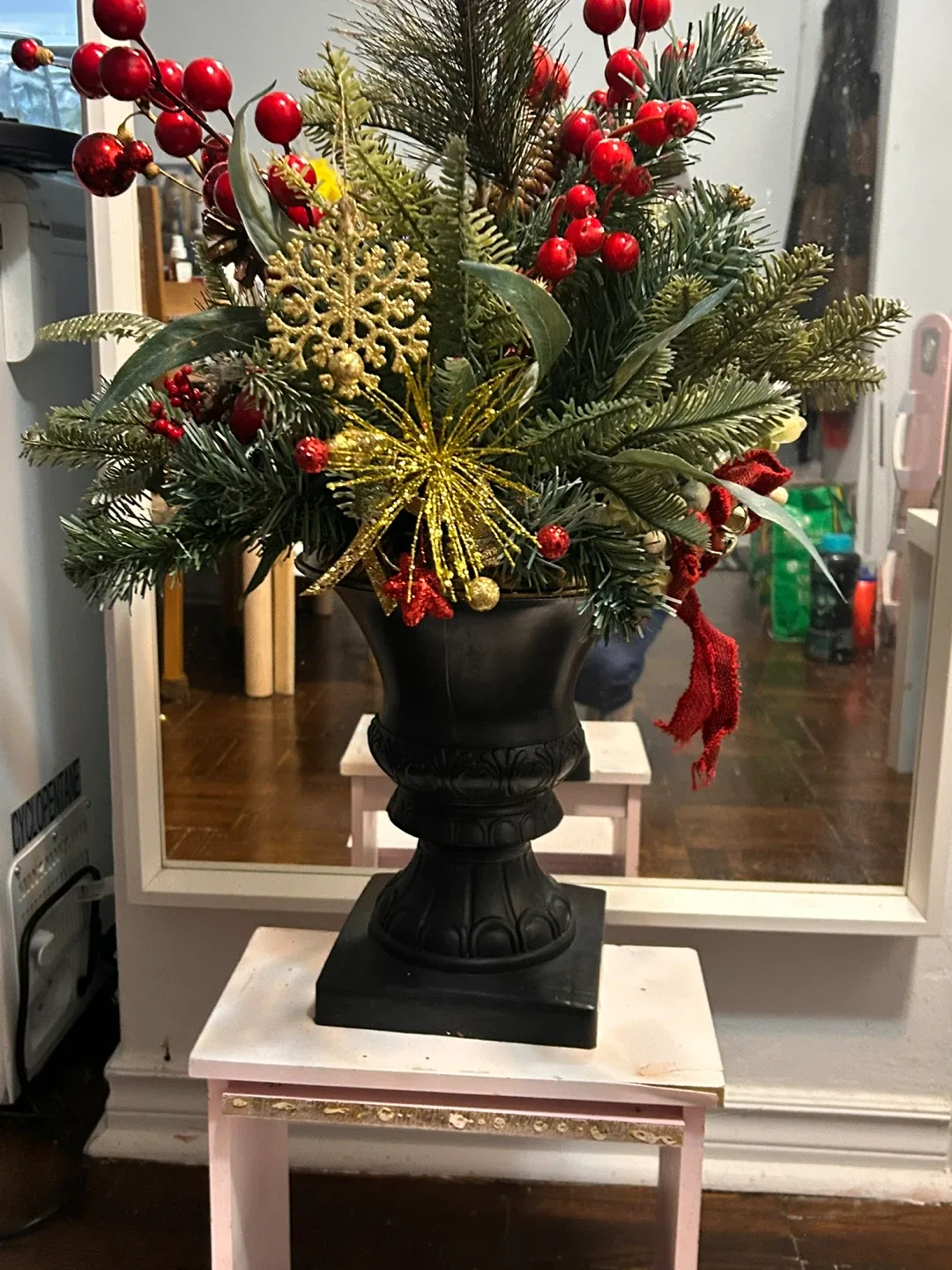 – Stunning Holiday Arrangement in Black Decorative Vase image indicator(10)