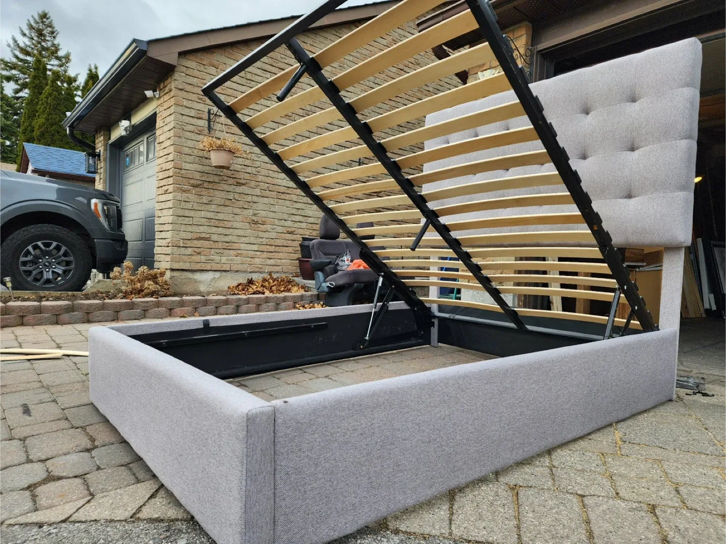 Upholstered Platform Bed Frame - Grey image indicator(7)