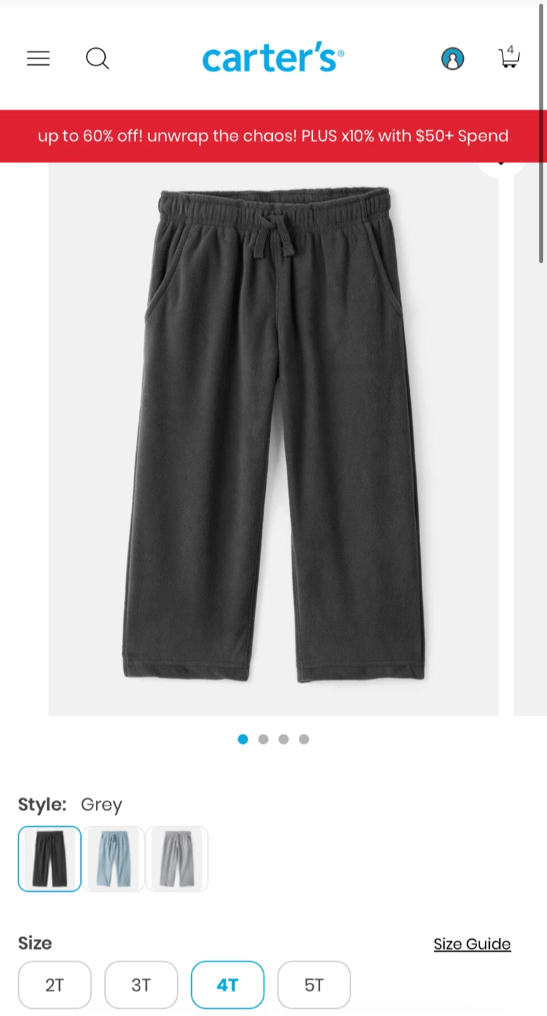 Carter's Fleece Pants - Size 4T - New - photo 2