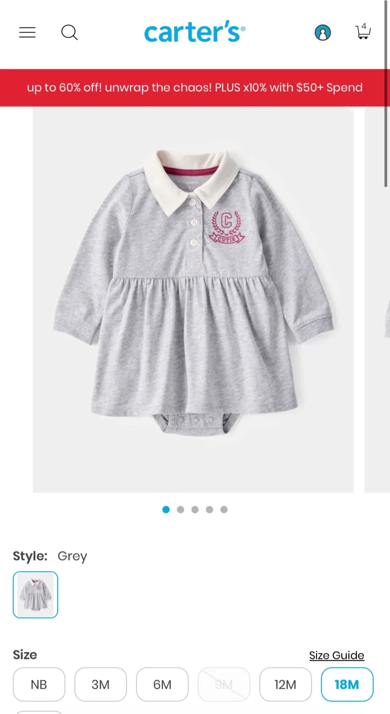 Carter's 18M Grey Dress & 6M Green Outfit image indicator(2)