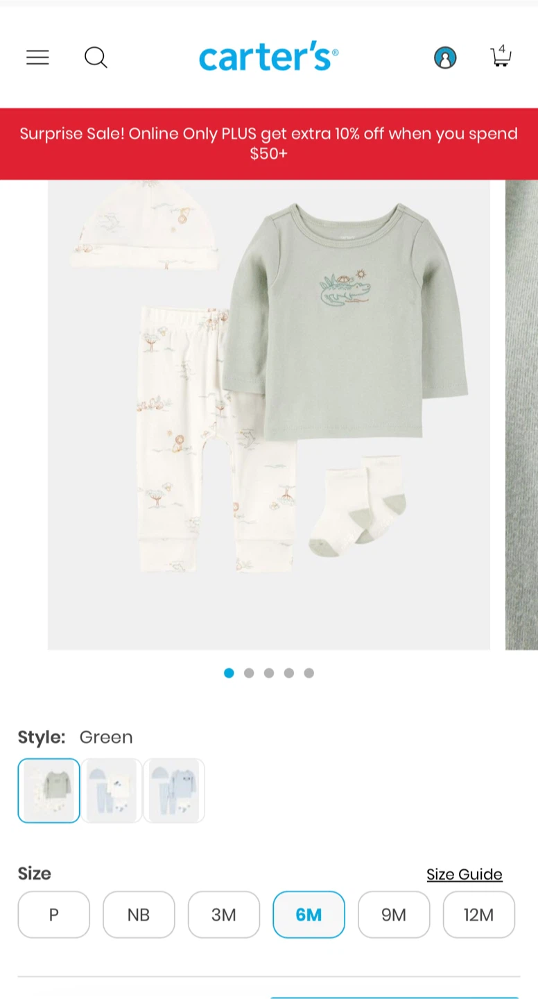 Carter's 18M Grey Dress & 6M Green Outfit - photo 3