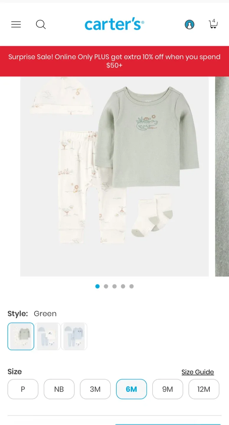 Carter's 18M Grey Dress & 6M Green Outfit image indicator(3)