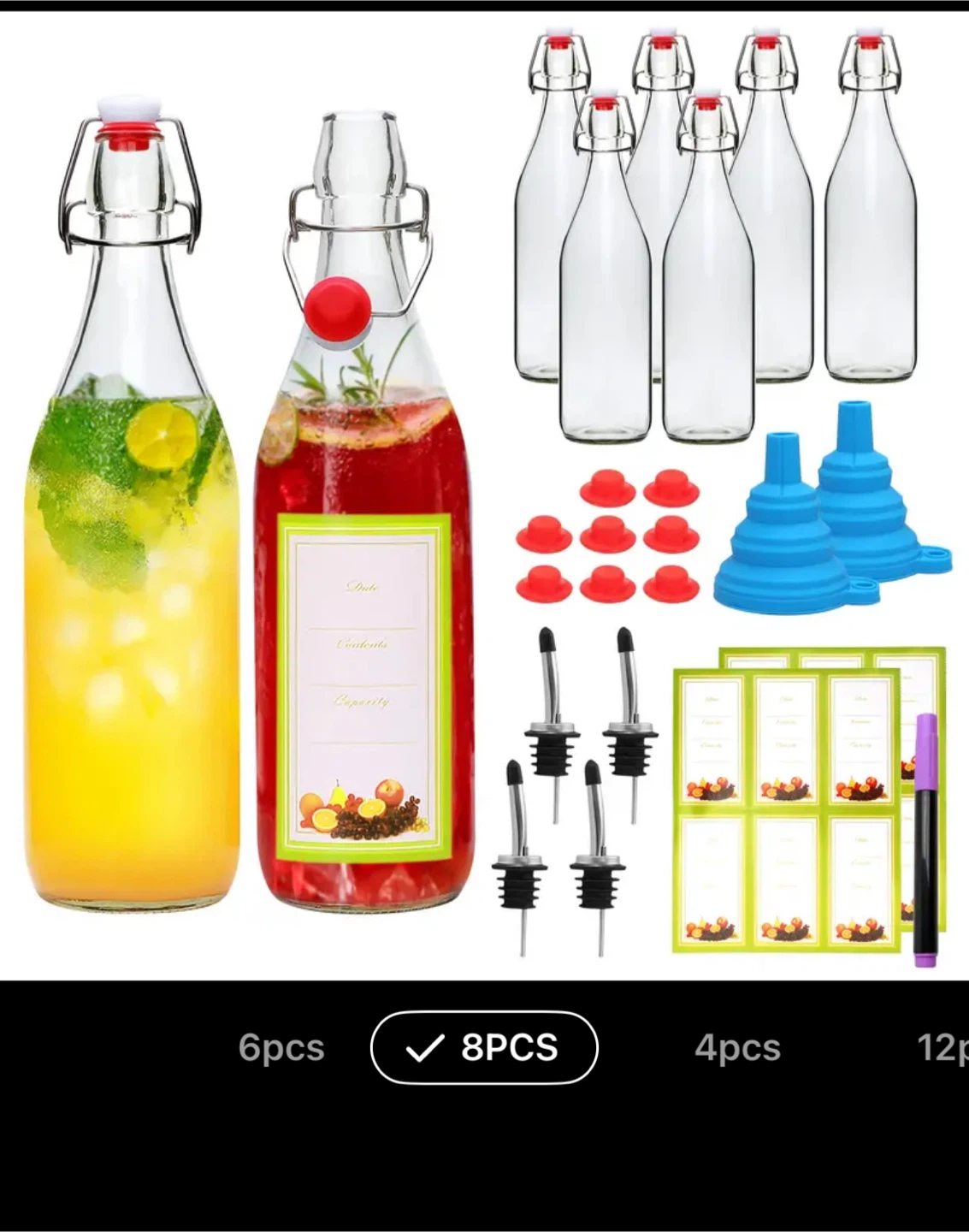 8-Piece Glass Bottle Set