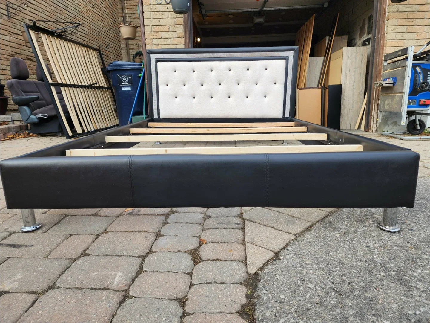 Black upholstered bed frame image indicator(8)