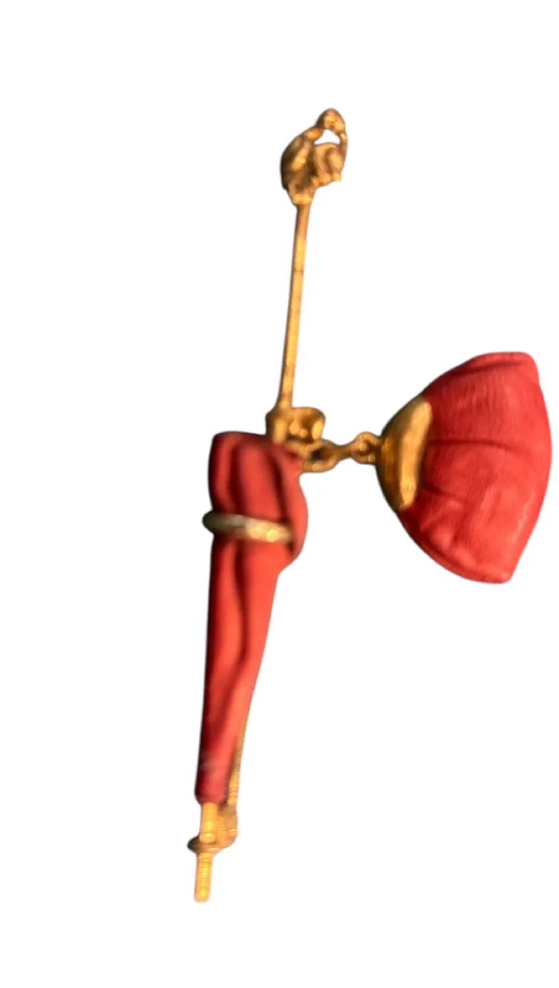 Spectacular leather and gold plated umbrella btooch image indicator(2)