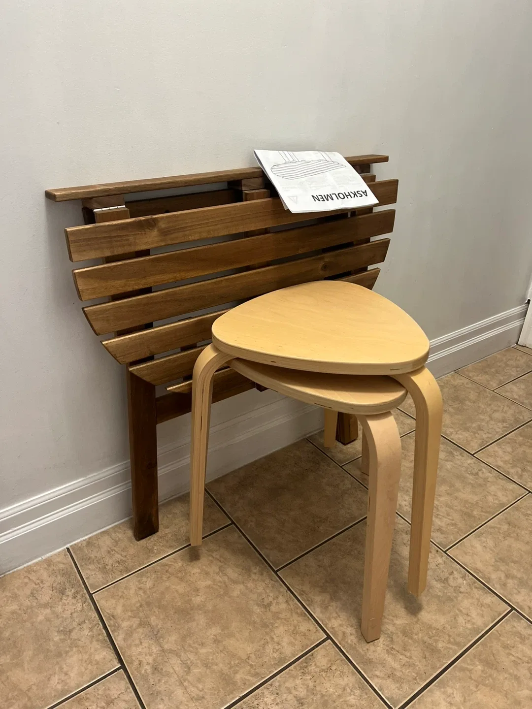 IKEA folding table & 2 stools,free delivery if nearby image indicator(3)