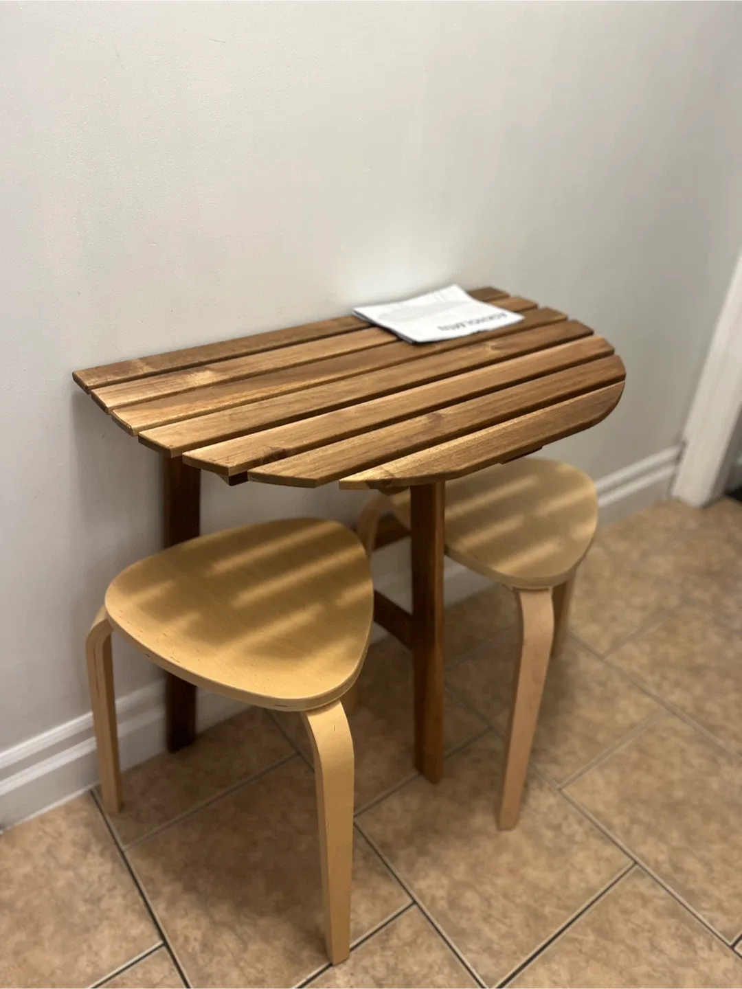 IKEA folding table & 2 stools,free delivery if nearby