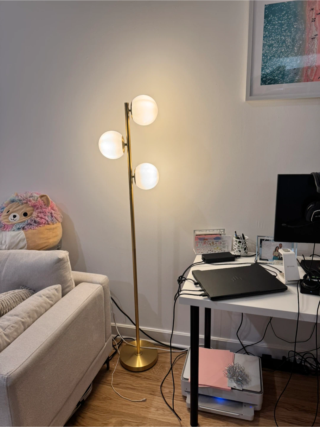 SAFAVIEH Modern Gold 63-inch 3-Light Floor Lamp - photo 5