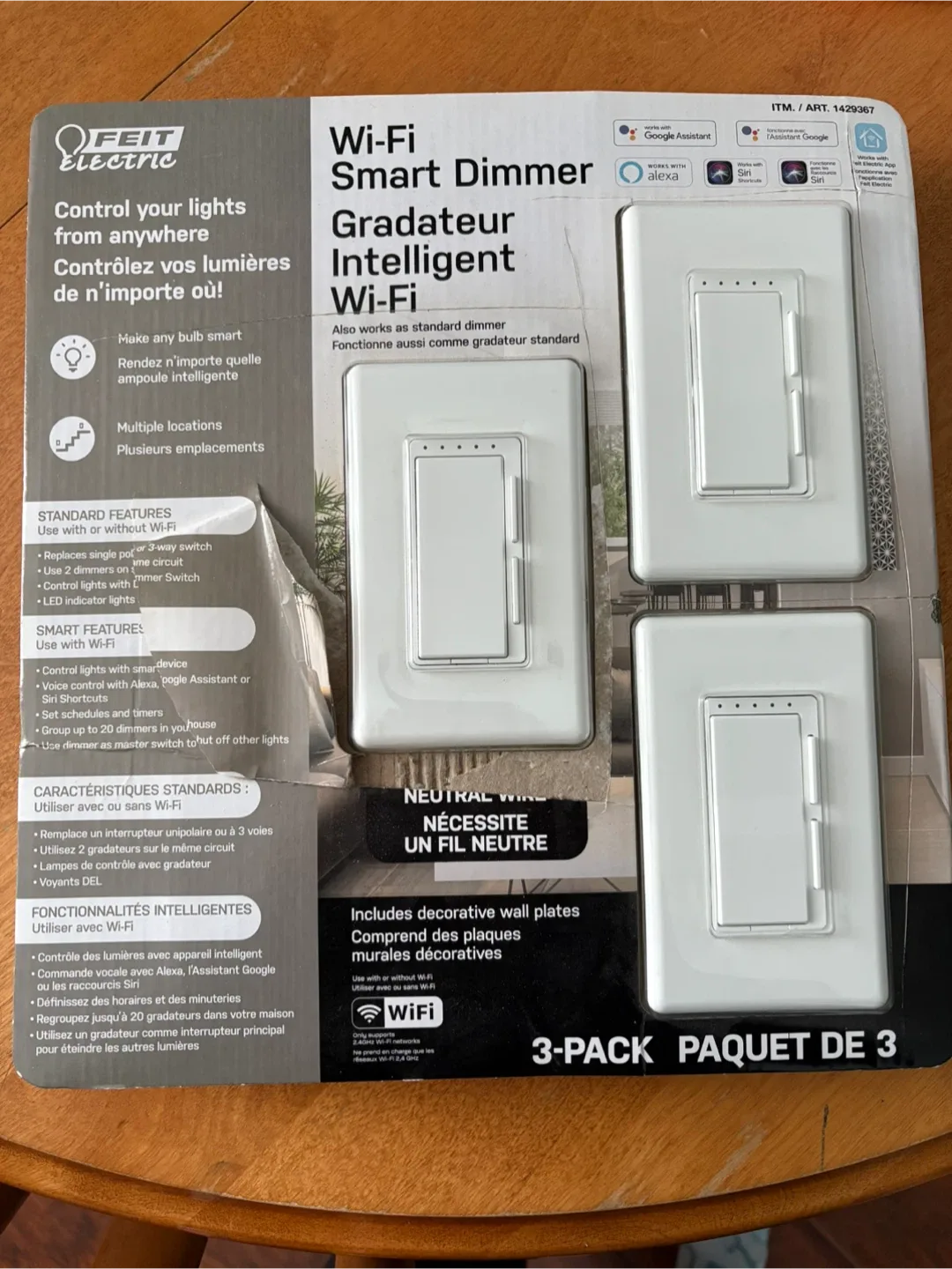 New Feit Electric Wi-Fi Smart Dimmer 3-Pack image indicator(2)