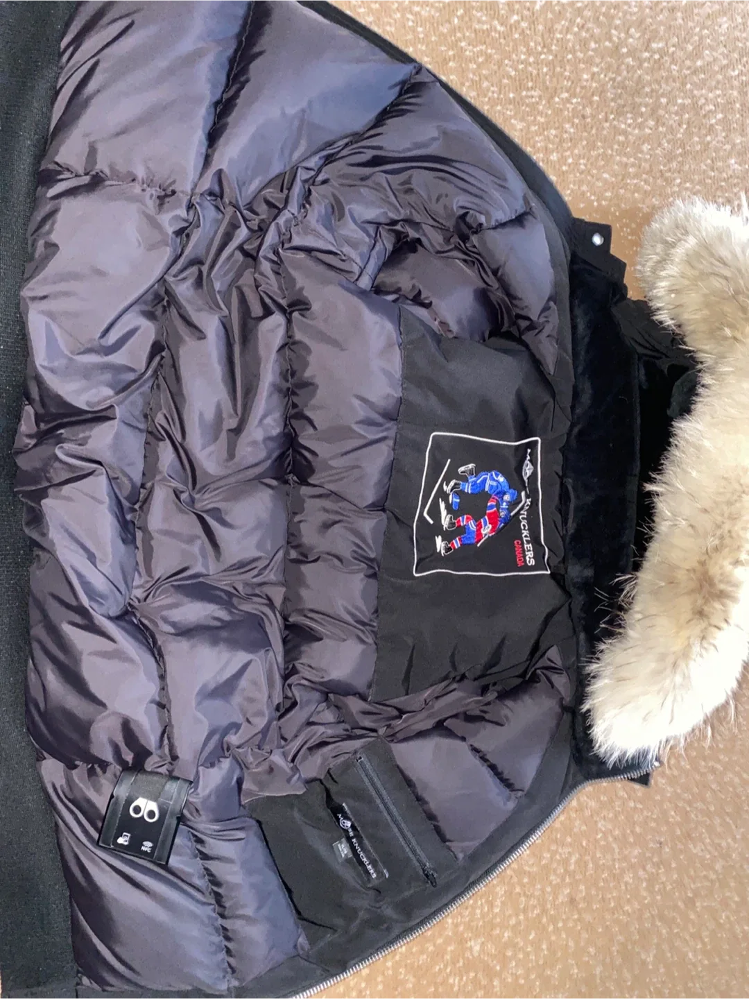 Moose Knuckles Black Down Parka XL/TG
