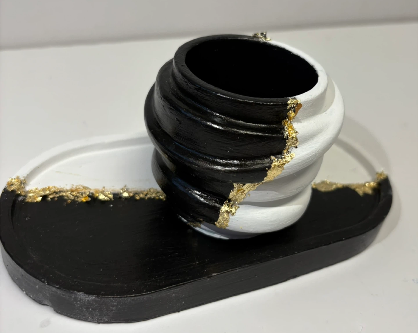 Handmade Black and White Tray and trinket Set - photo 3
