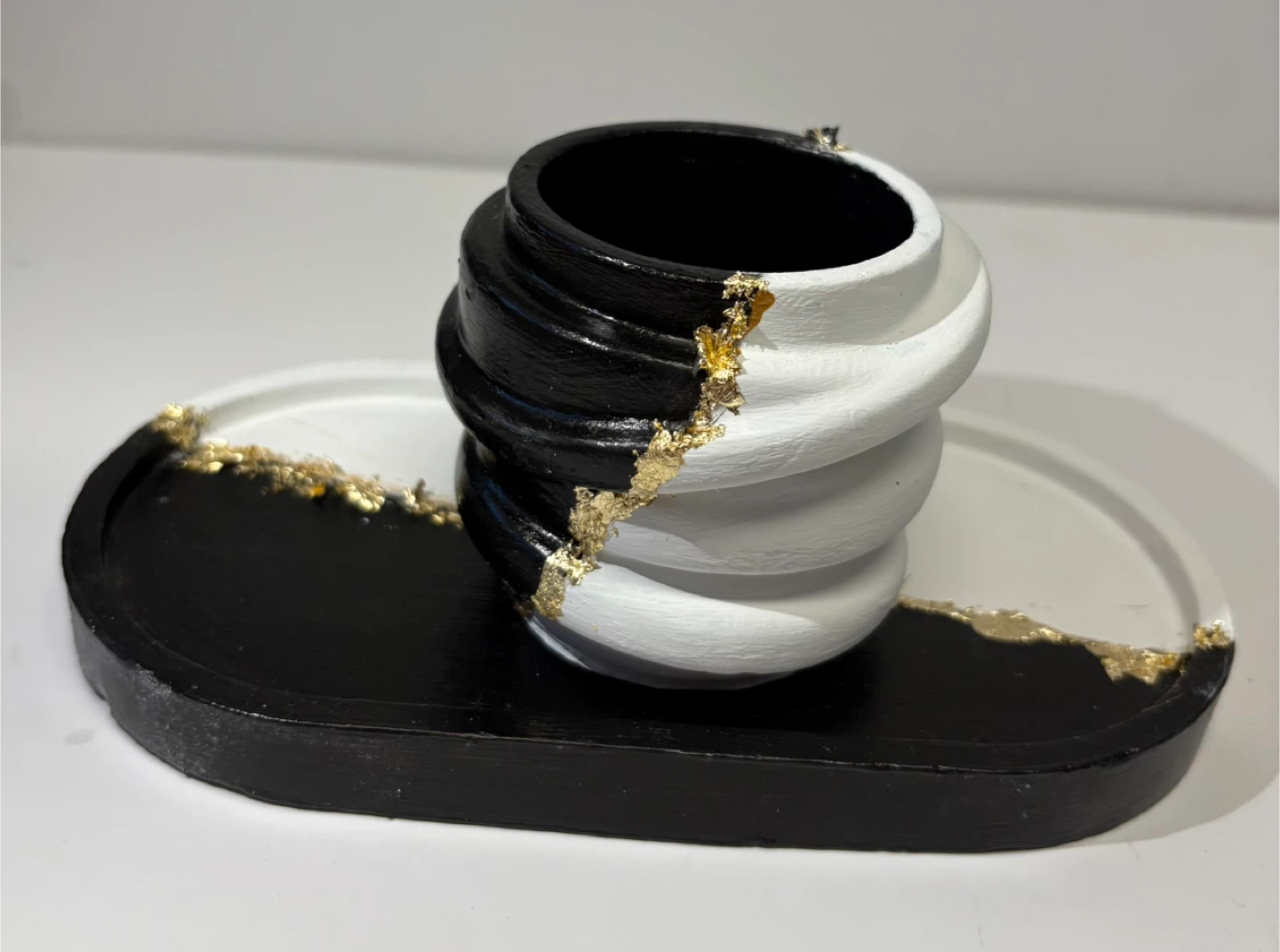 Handmade Black and White Tray and trinket Set - photo 5