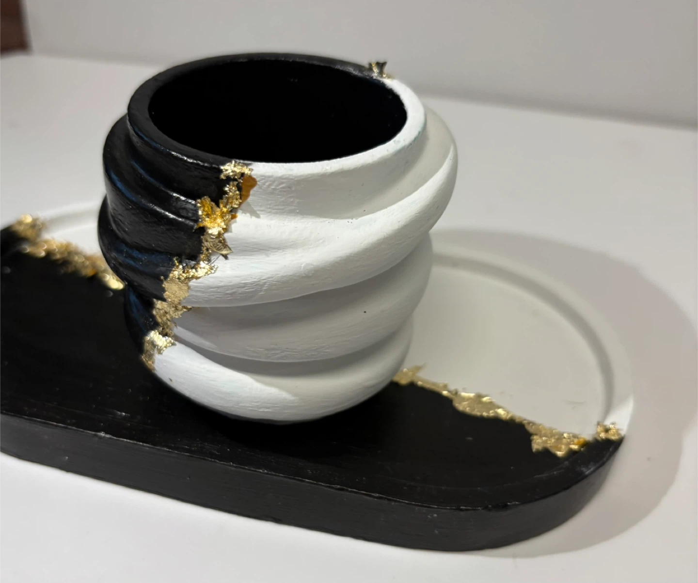 Handmade Black and White Tray and trinket Set - photo 4
