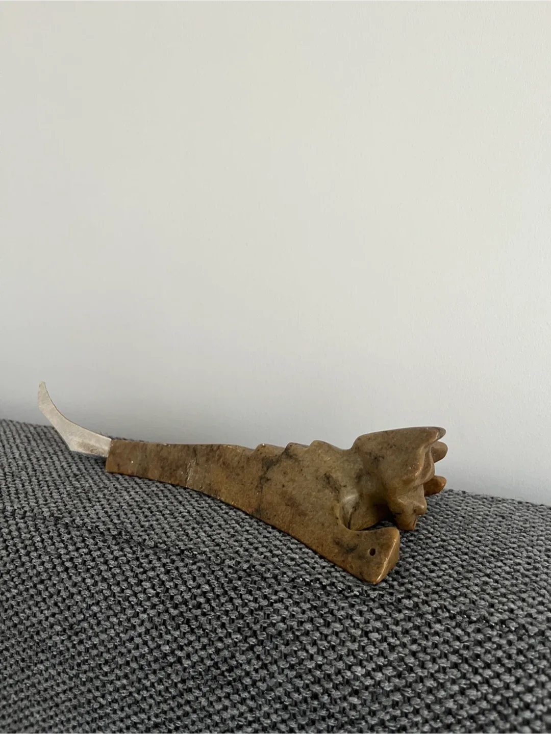 Indigenous Birdstone Sculpture with Spearhead