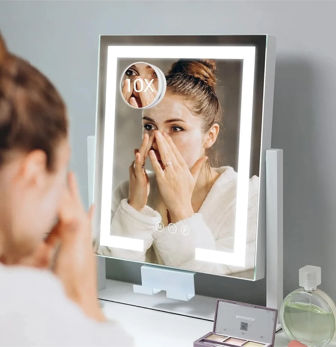 LED Lighted Makeup Vanity Mirror - White