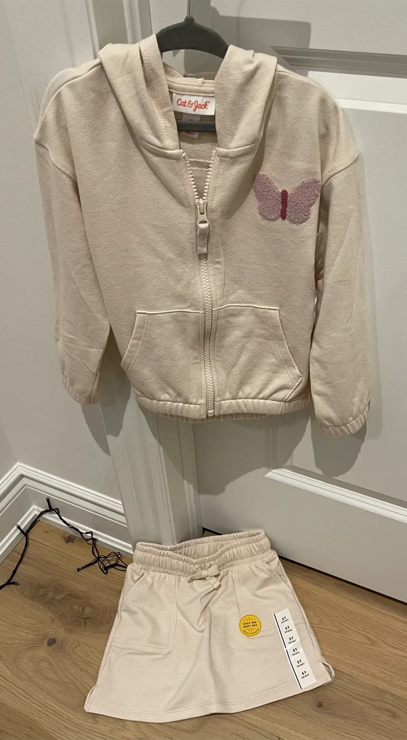 Cat & Jack 4T Hoodie & 5T Skort Set