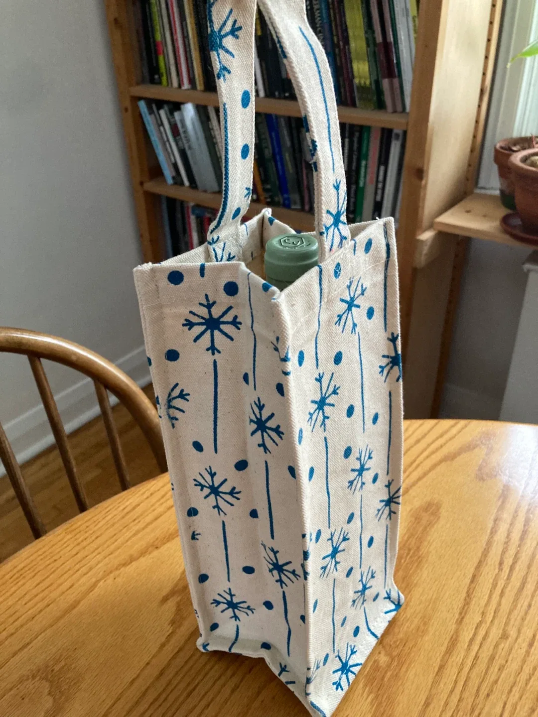 Snowflake Canvas Wine Gift Bag
