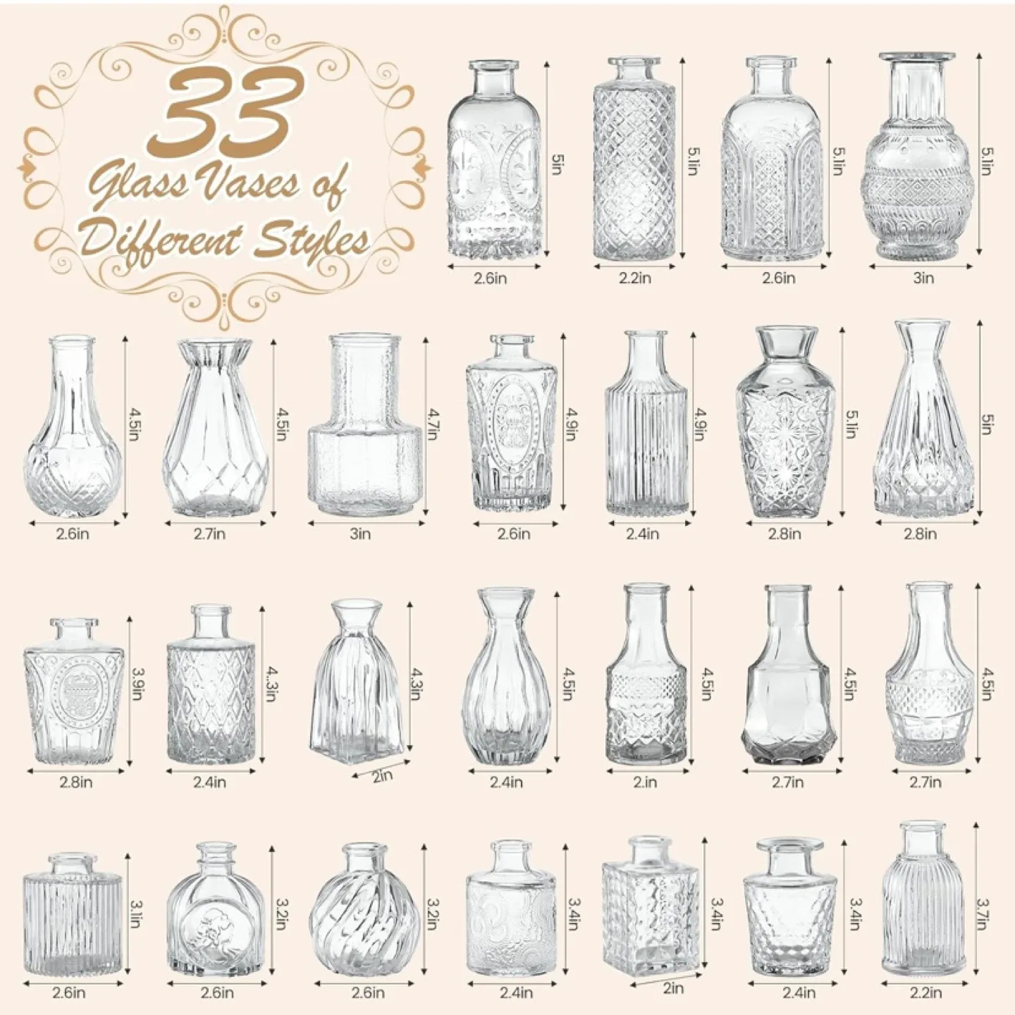 New Clear Glass Bud Vases Set of 33 image indicator(3)