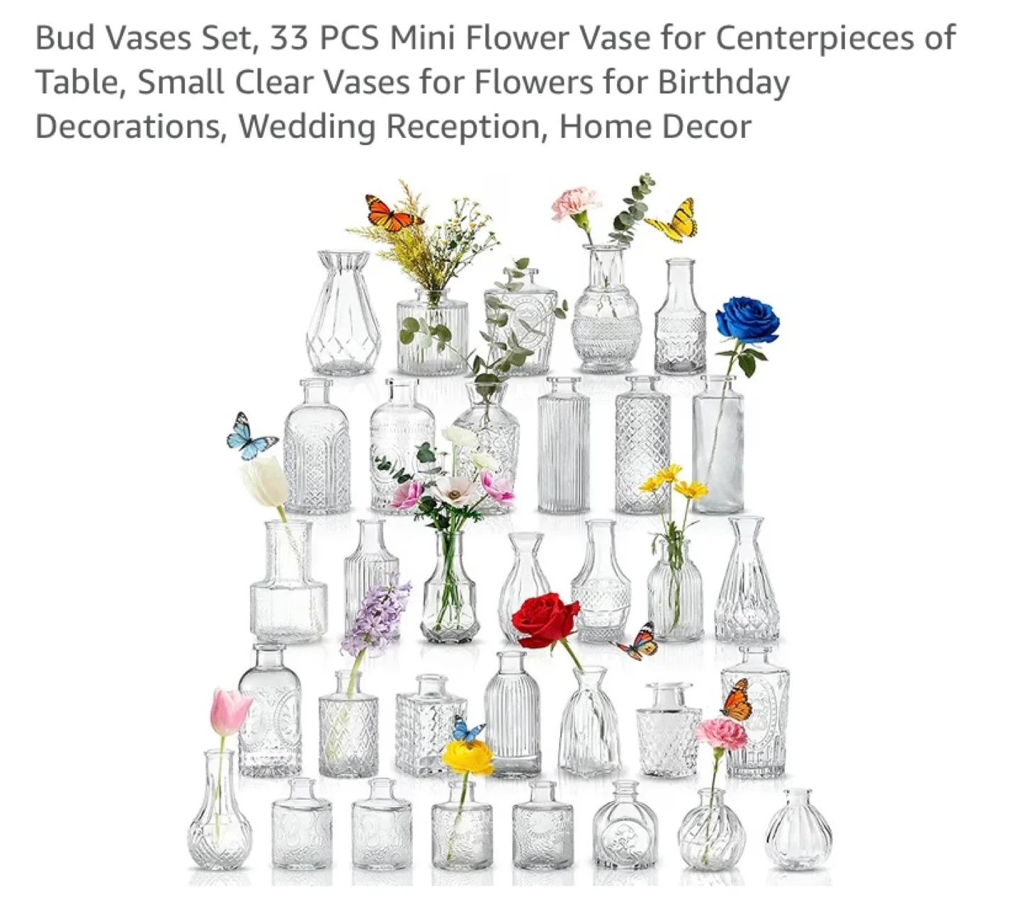 New Clear Glass Bud Vases Set of 33