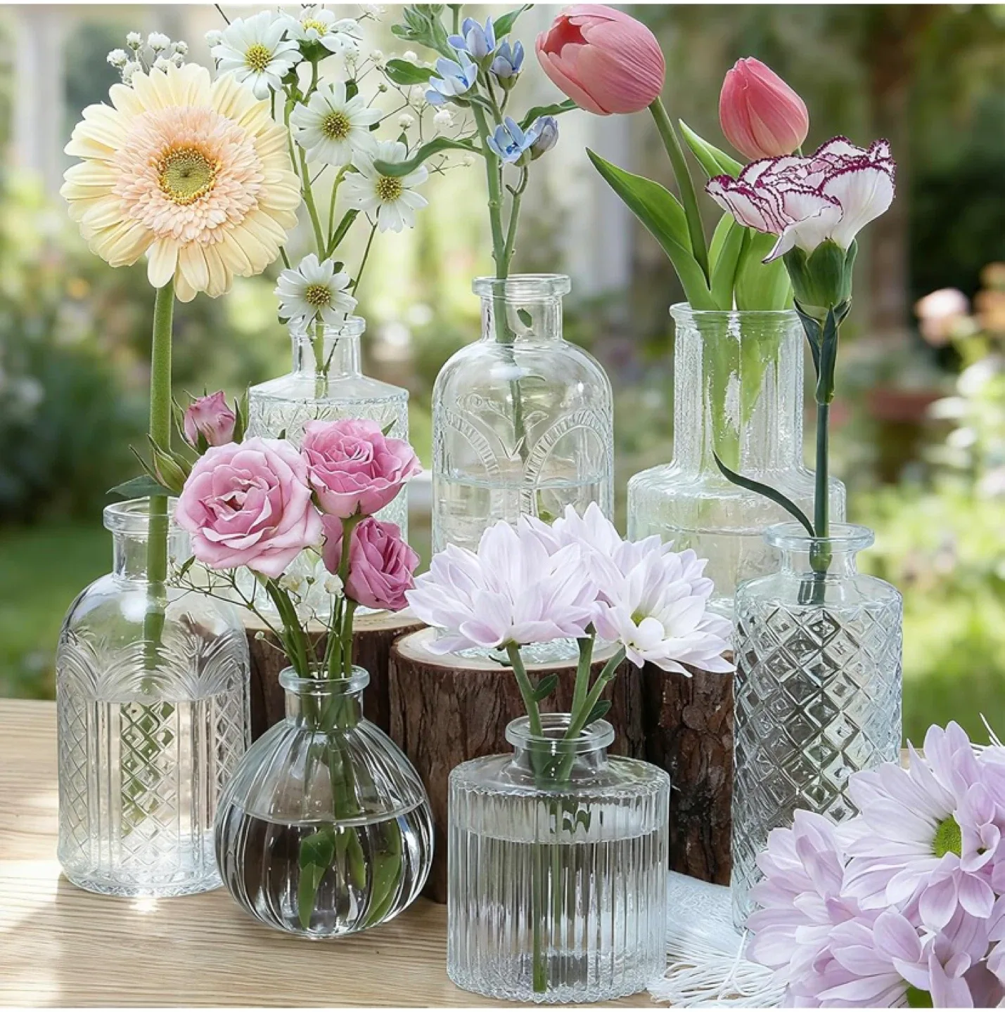 New Clear Glass Bud Vases Set of 33 image indicator(2)