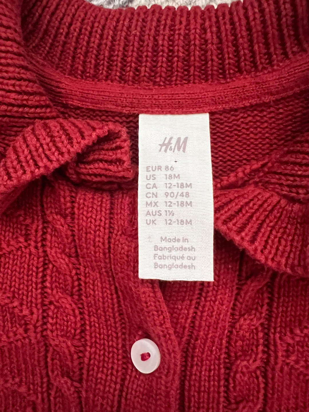 H&M Red Cardigan 12-18M - photo 3