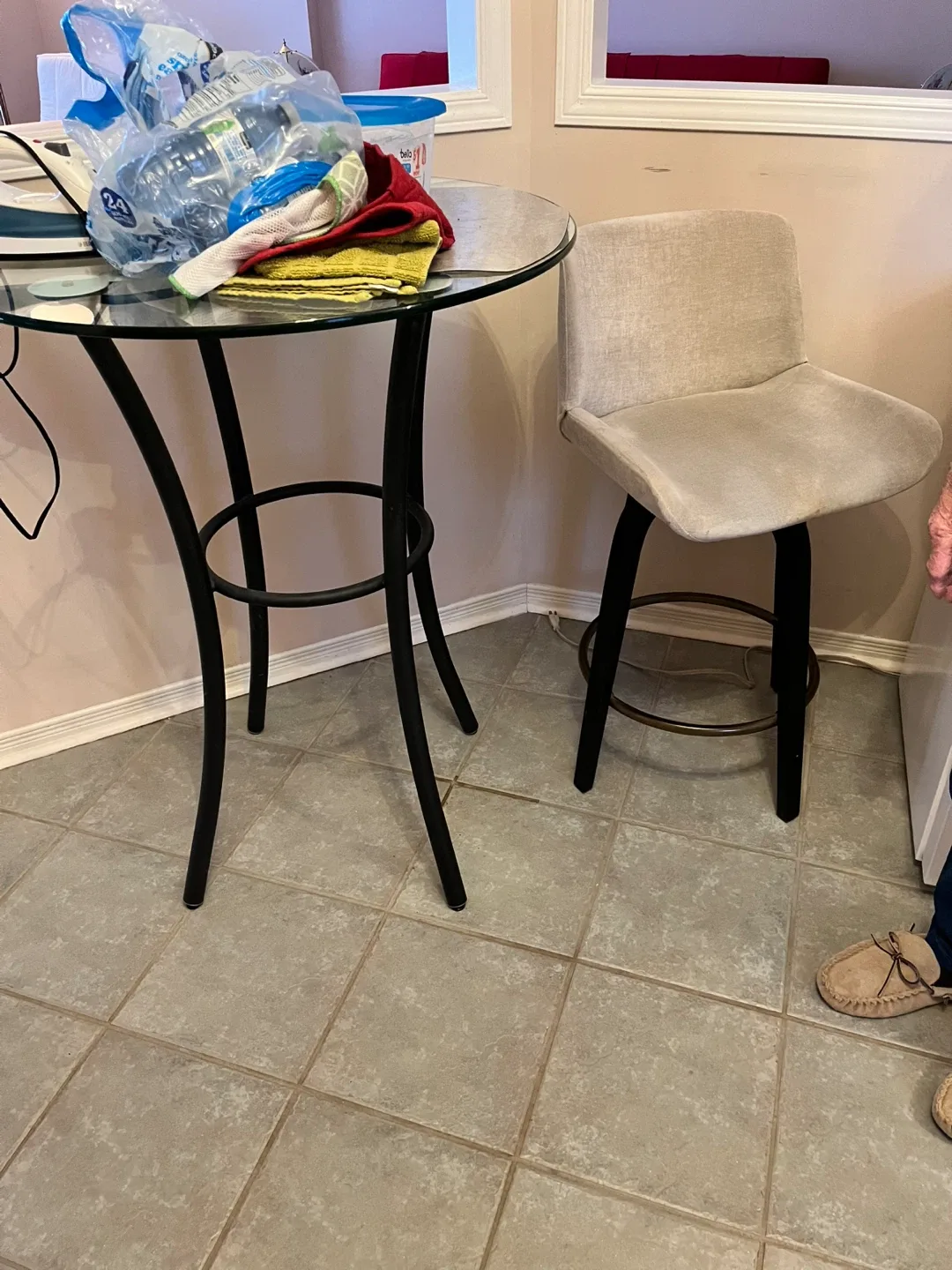 Glass Top Pub Table with Bar Stool