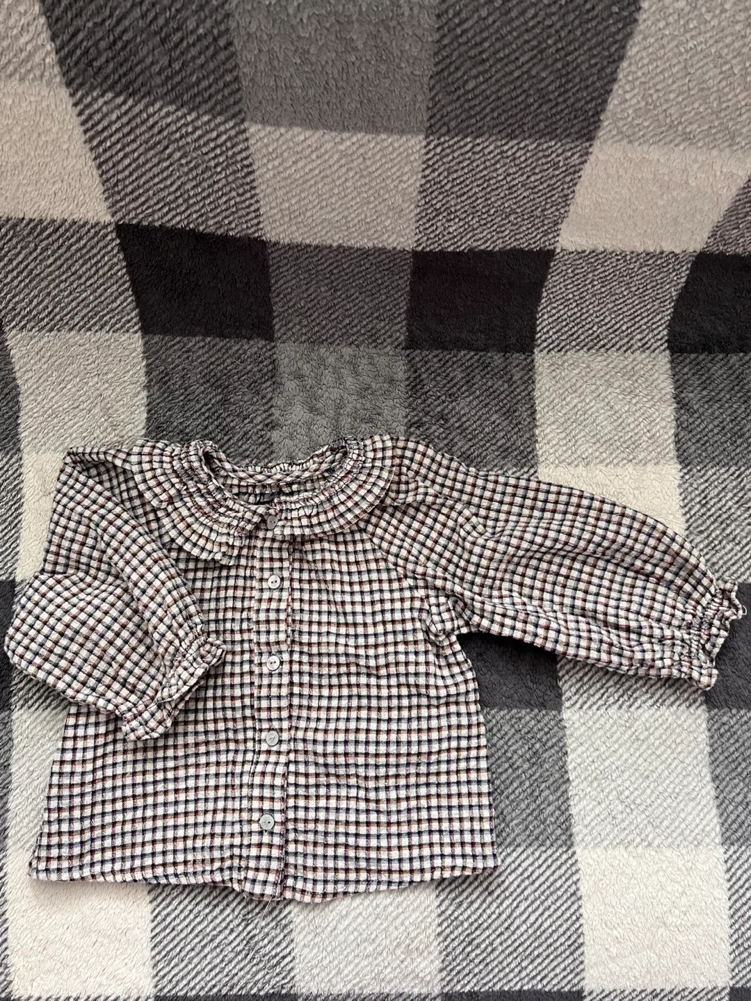 Zara Kids Gingham Ruffle Collar Blouse