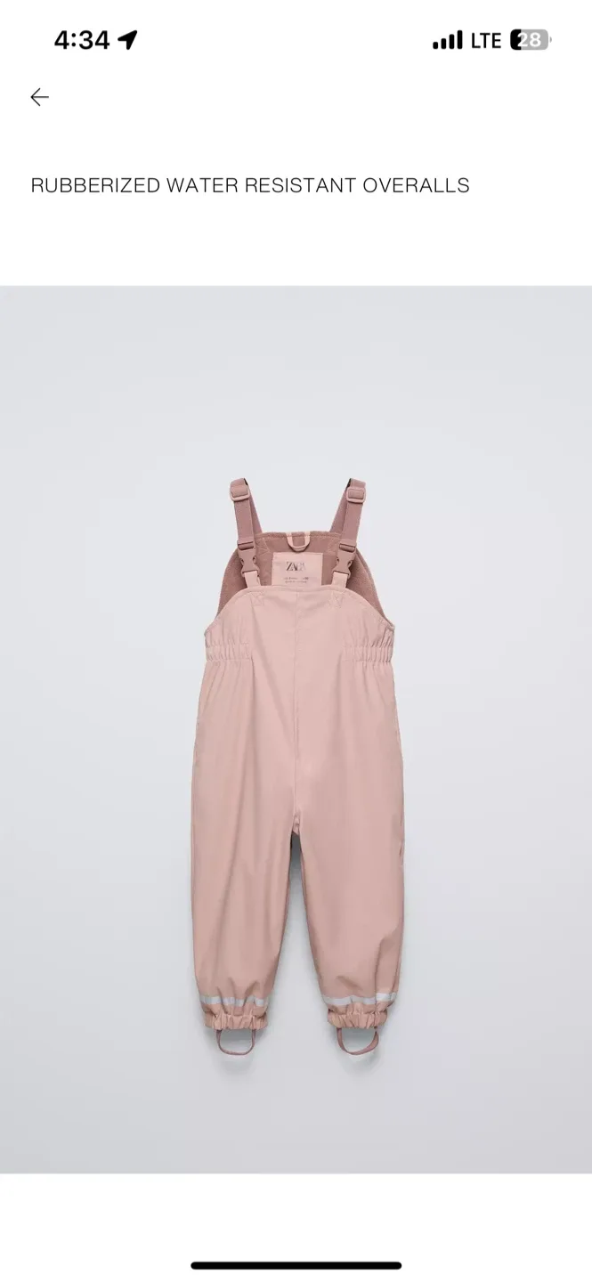 Zara Kids Rubberized Water Resistant Overalls - Size 2 Years image indicator(5)