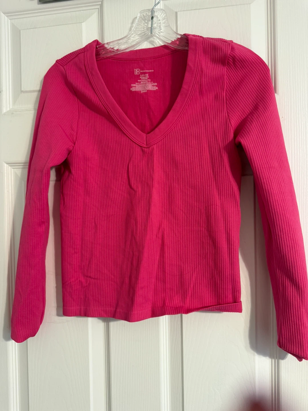 No Boundaries Pink Ribbed Long Sleeve Top - photo 2