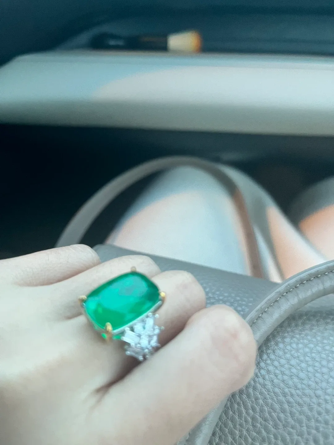 Emerald & Diamond Ring - Green
