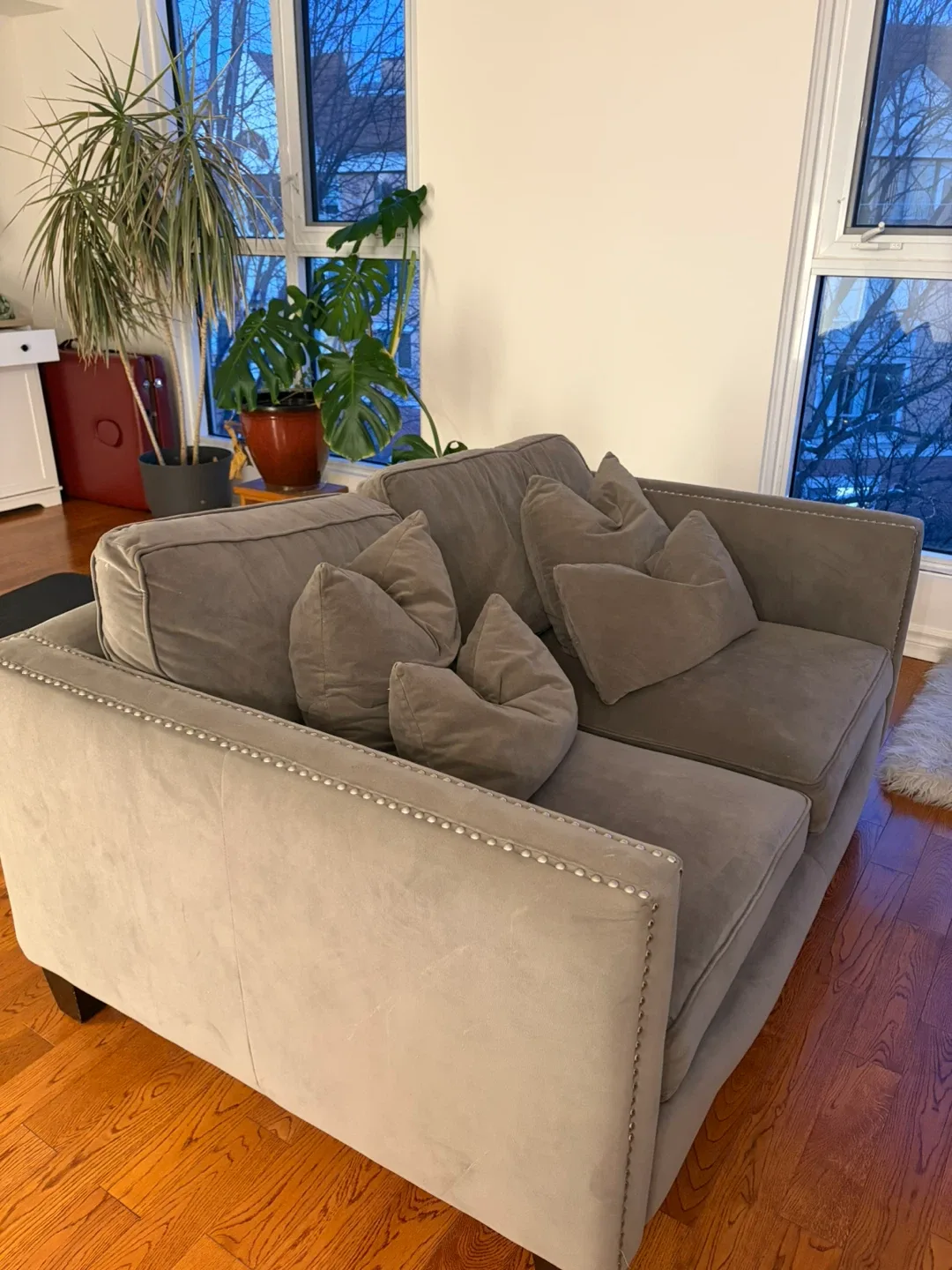 Grey Suede Sofa