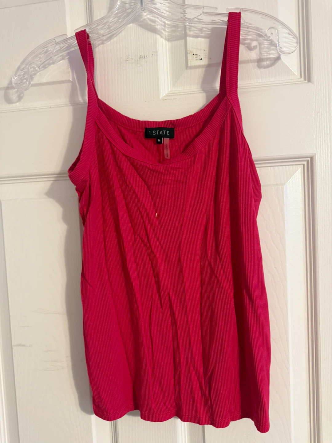 1.State Pink Ribbed Tank Top - Size M