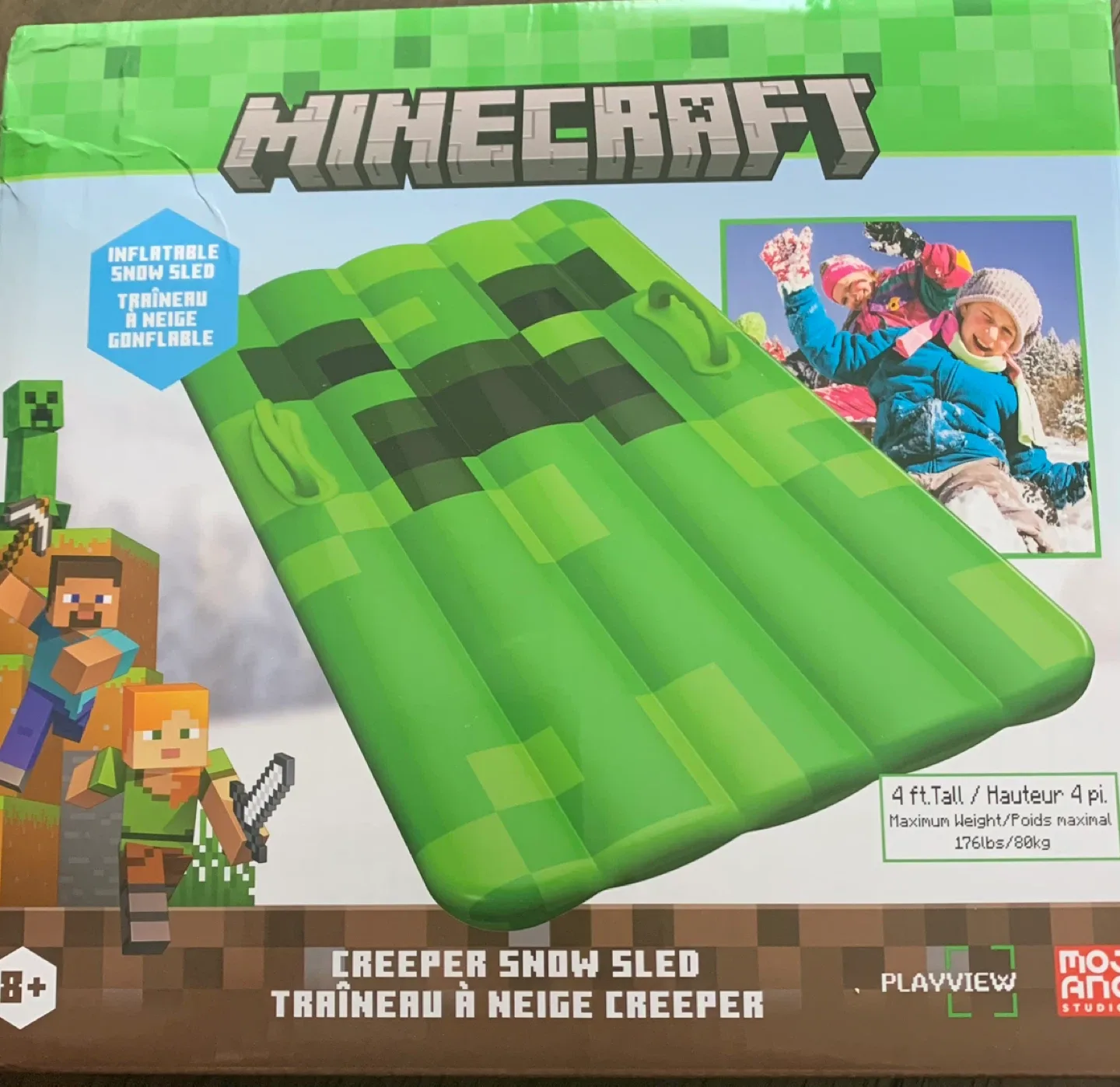 Minecraft Creeper Inflatable Snow Sled - New in Box!