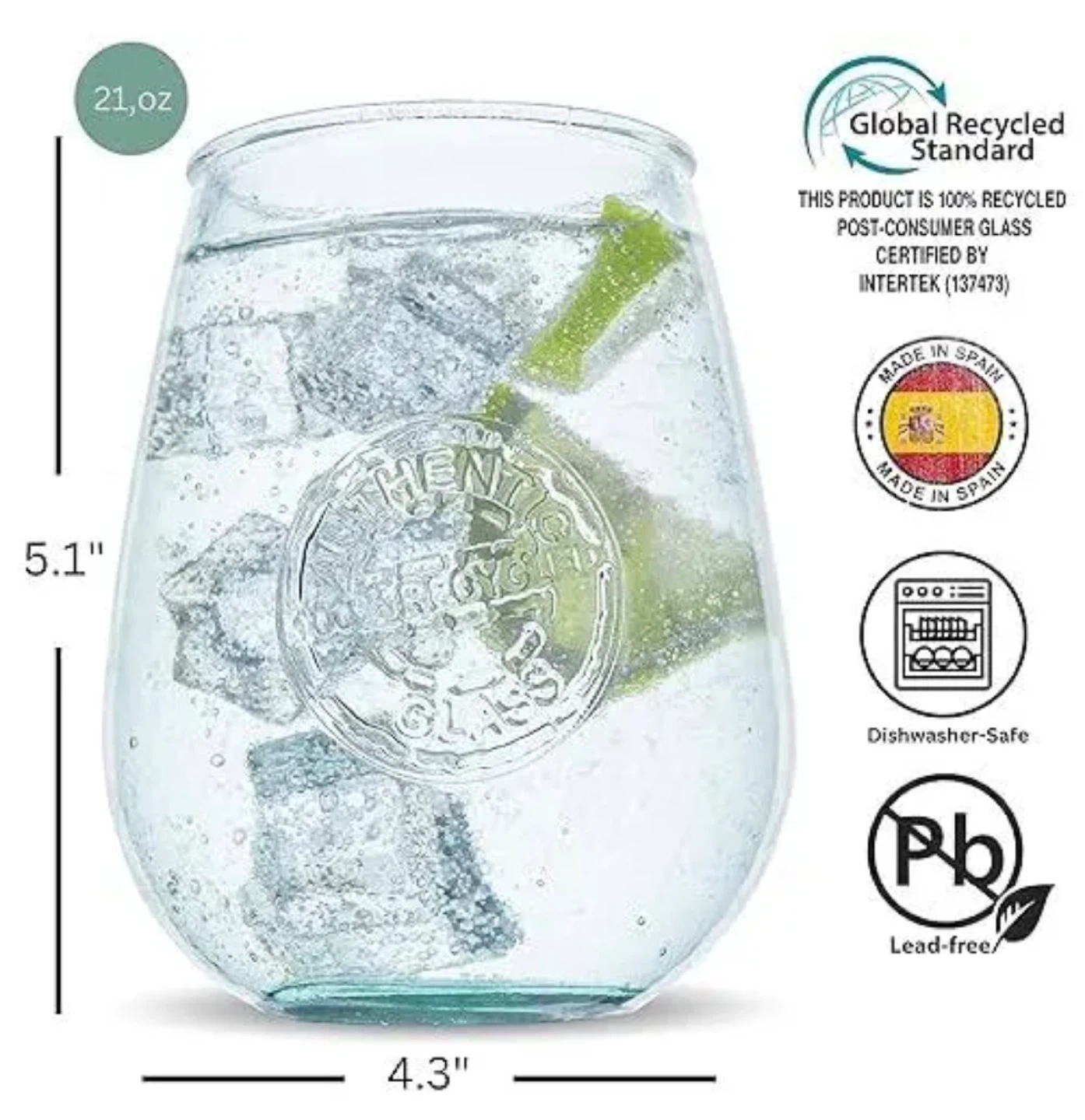 8 Authentic Recycled Glass Tumblers - Set of 4 - photo 4