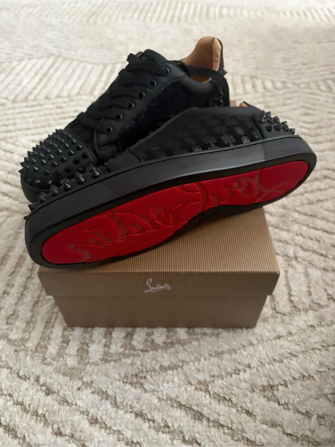 Christian Louboutin Black Spiked Sneakers image indicator(5)