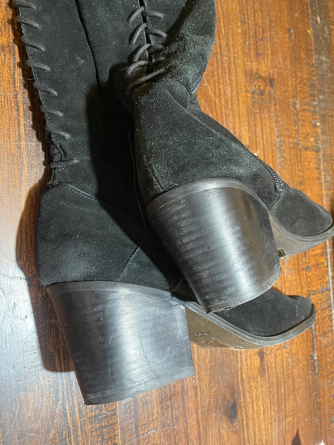 Aldo Black Suede Lace-Up Tall Boots Vintage Boho Western Goth - photo 4