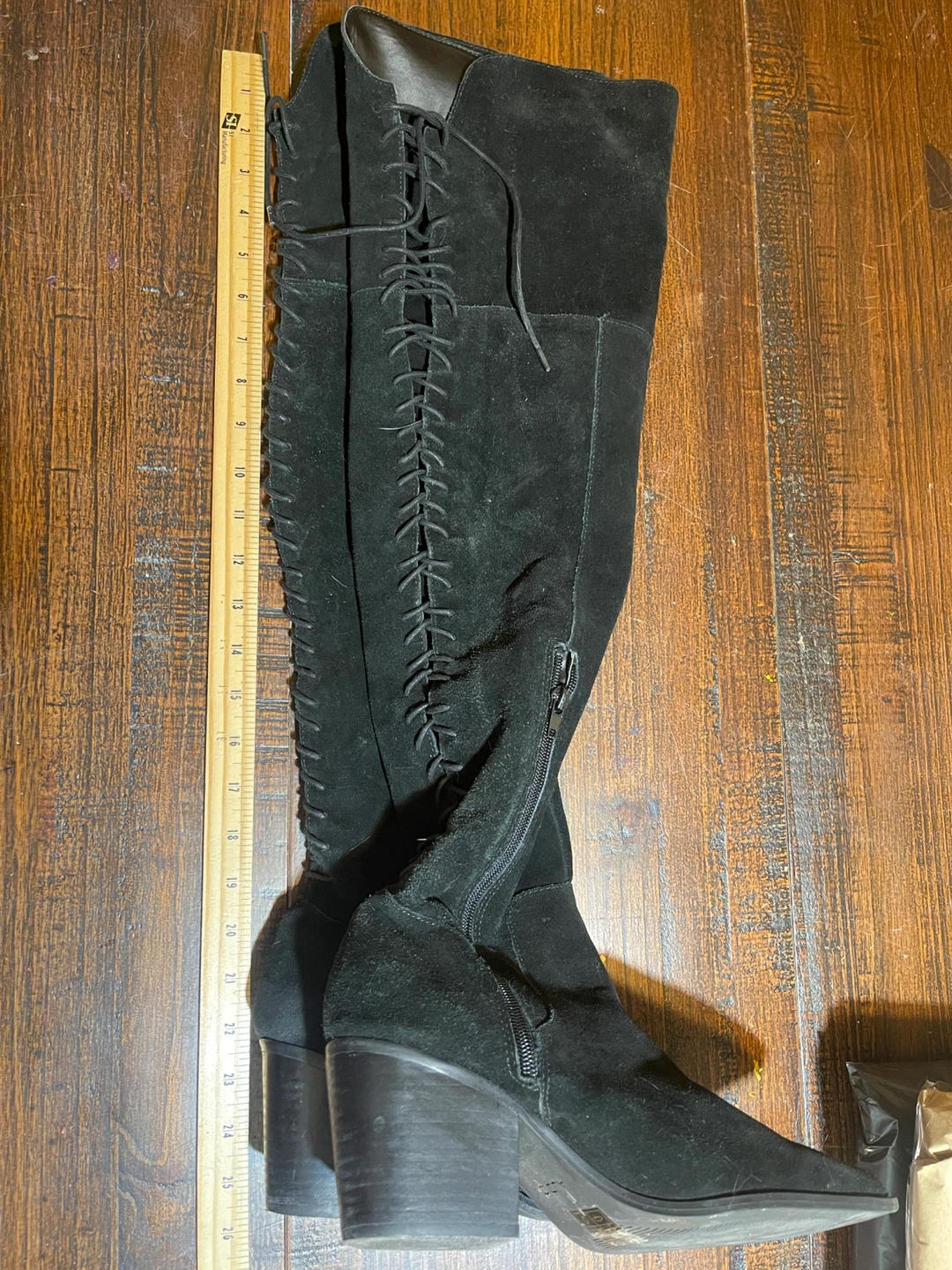 Aldo Black Suede Lace-Up Tall Boots Vintage Boho Western Goth