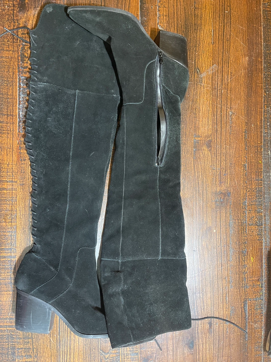 Aldo Black Suede Lace-Up Tall Boots Vintage Boho Western Goth - photo 2