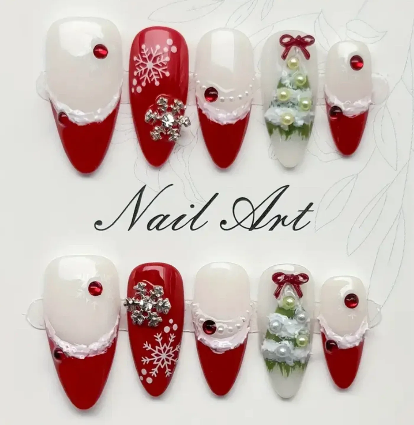 Handmade Christmas nails, $35