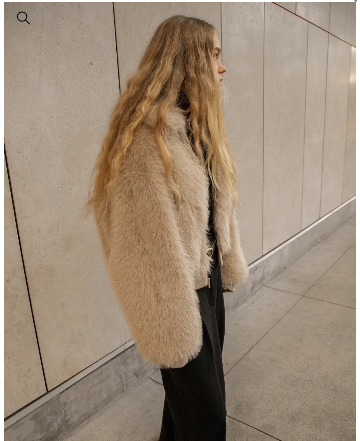 Oak and Fort Faux Fur Bomber Jacket