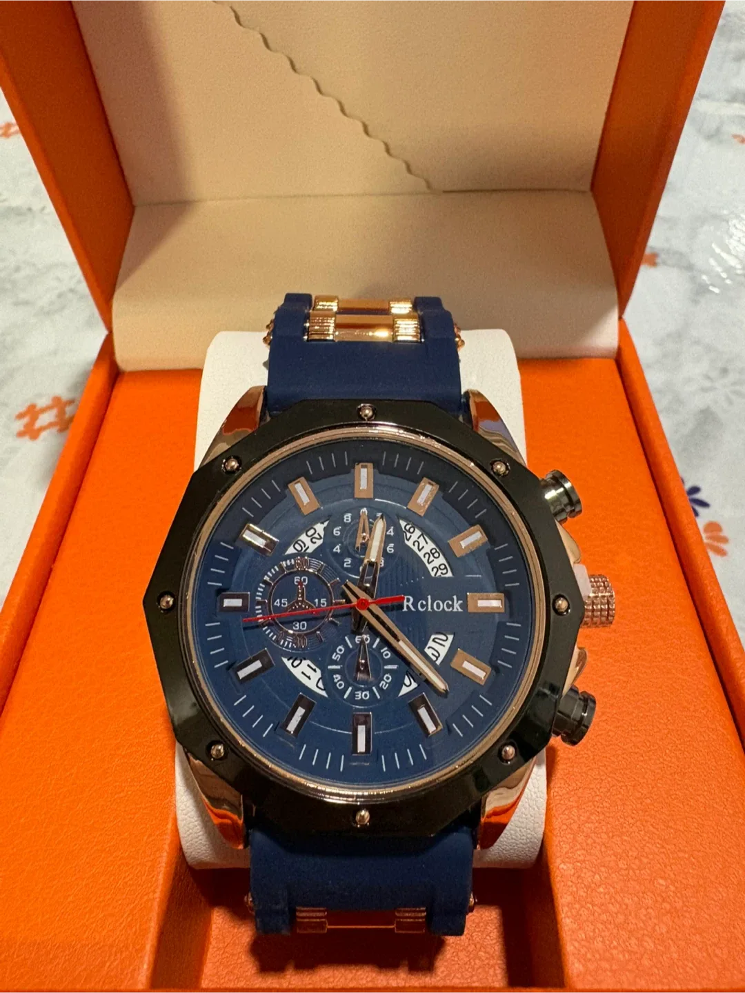 Men’s Watch – Blue/Gold Stylish Design – New, No box