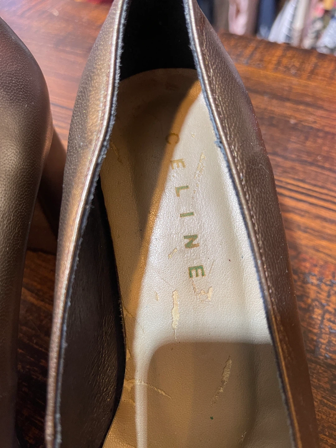 CELINE Vintage Metallic Bronze Block-Heel Pumps – Size 6 - photo 5