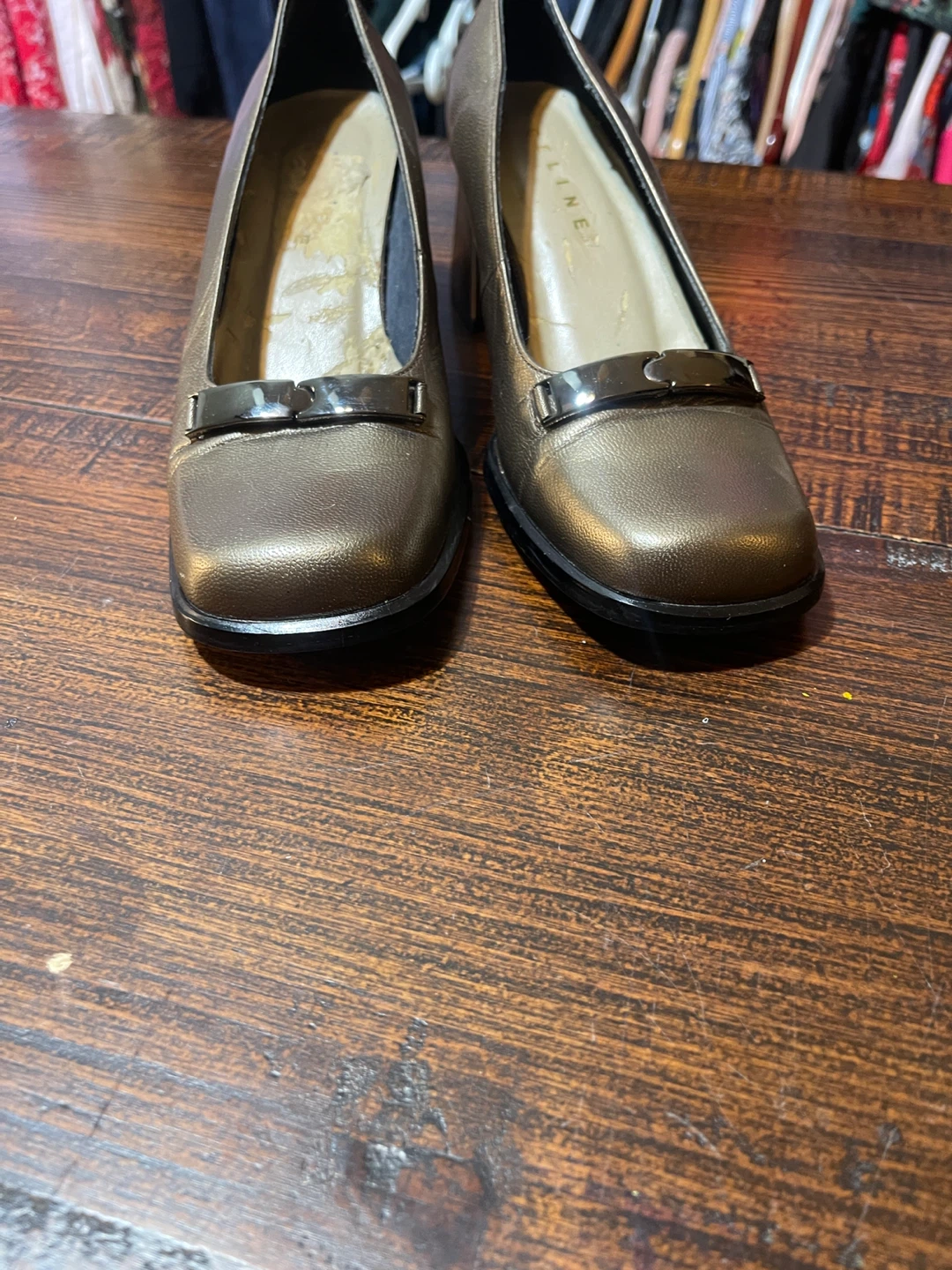 CELINE Vintage Metallic Bronze Block-Heel Pumps – Size 6 - photo 4