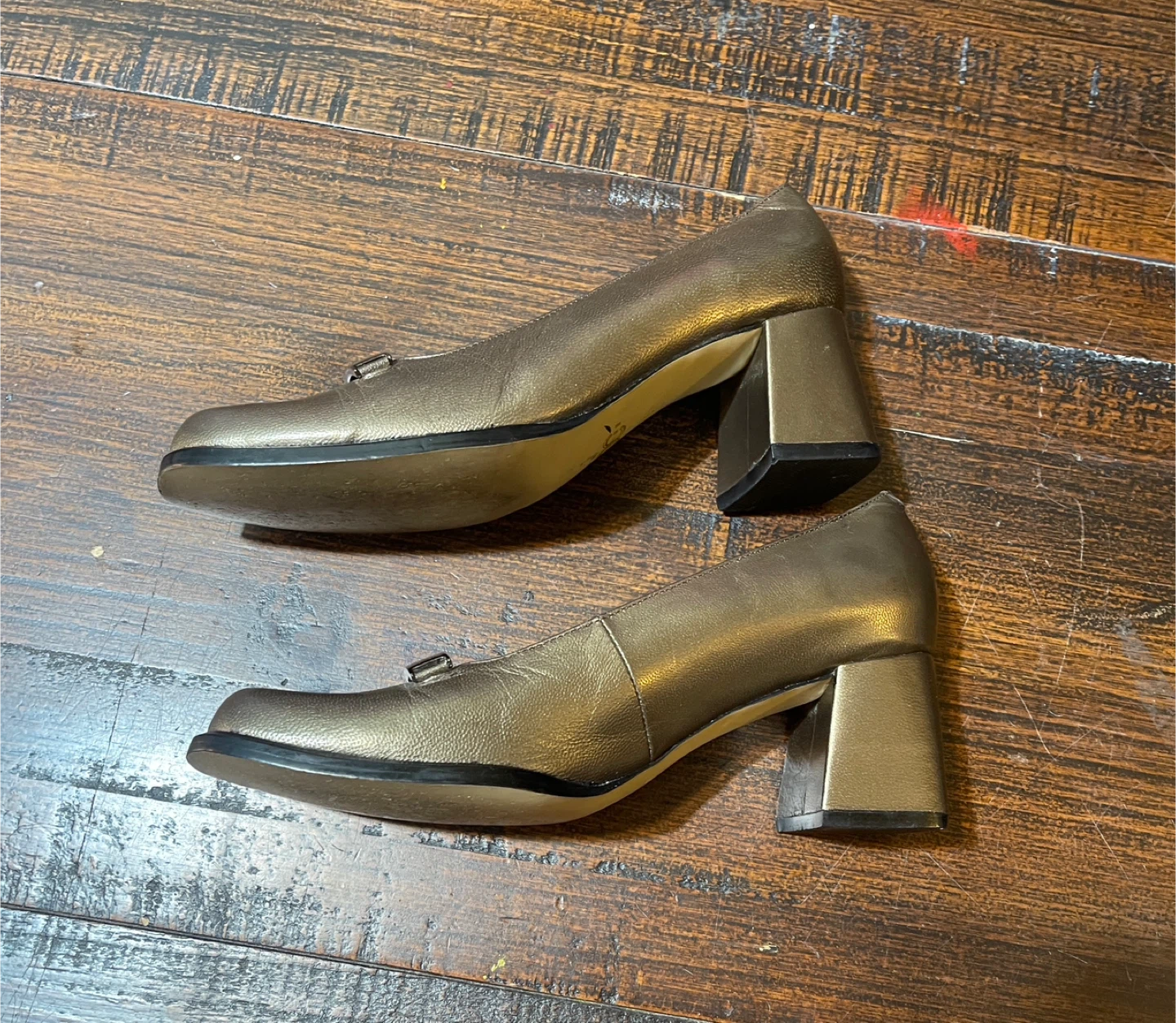 CELINE Vintage Metallic Bronze Block-Heel Pumps – Size 6 - photo 2