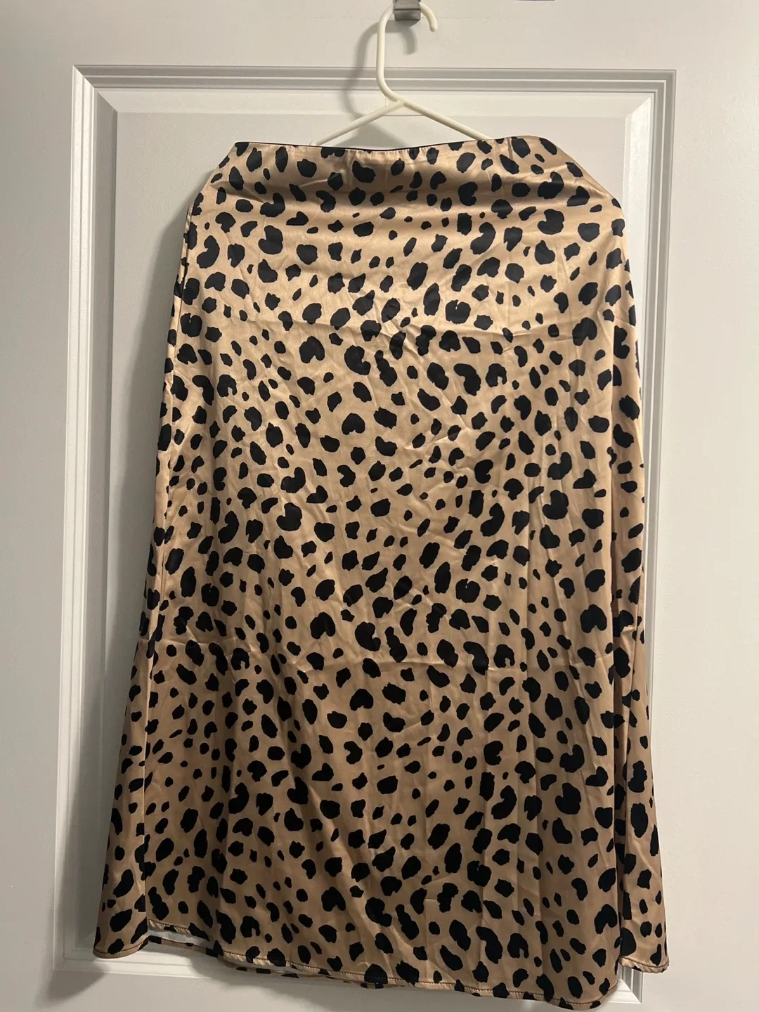 New - Leopard Print Satin Skirt (Small)