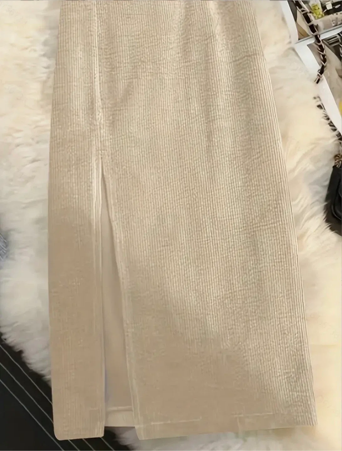 Corduroy Slit Skirt - Green image indicator(3)