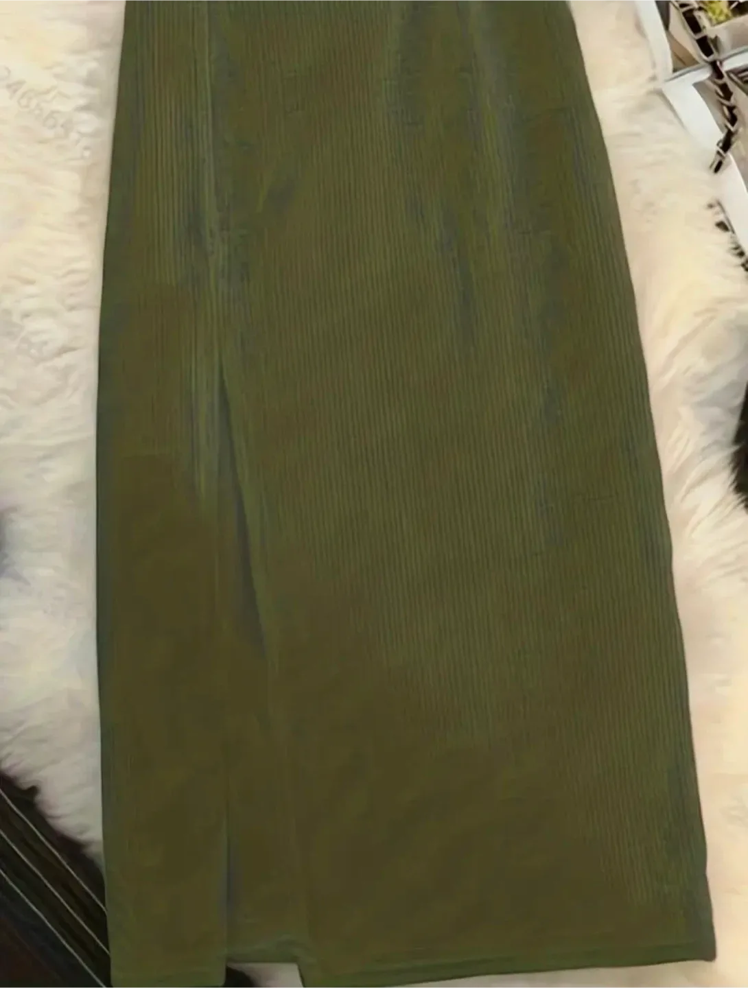 Corduroy Slit Skirt - Green image indicator(5)