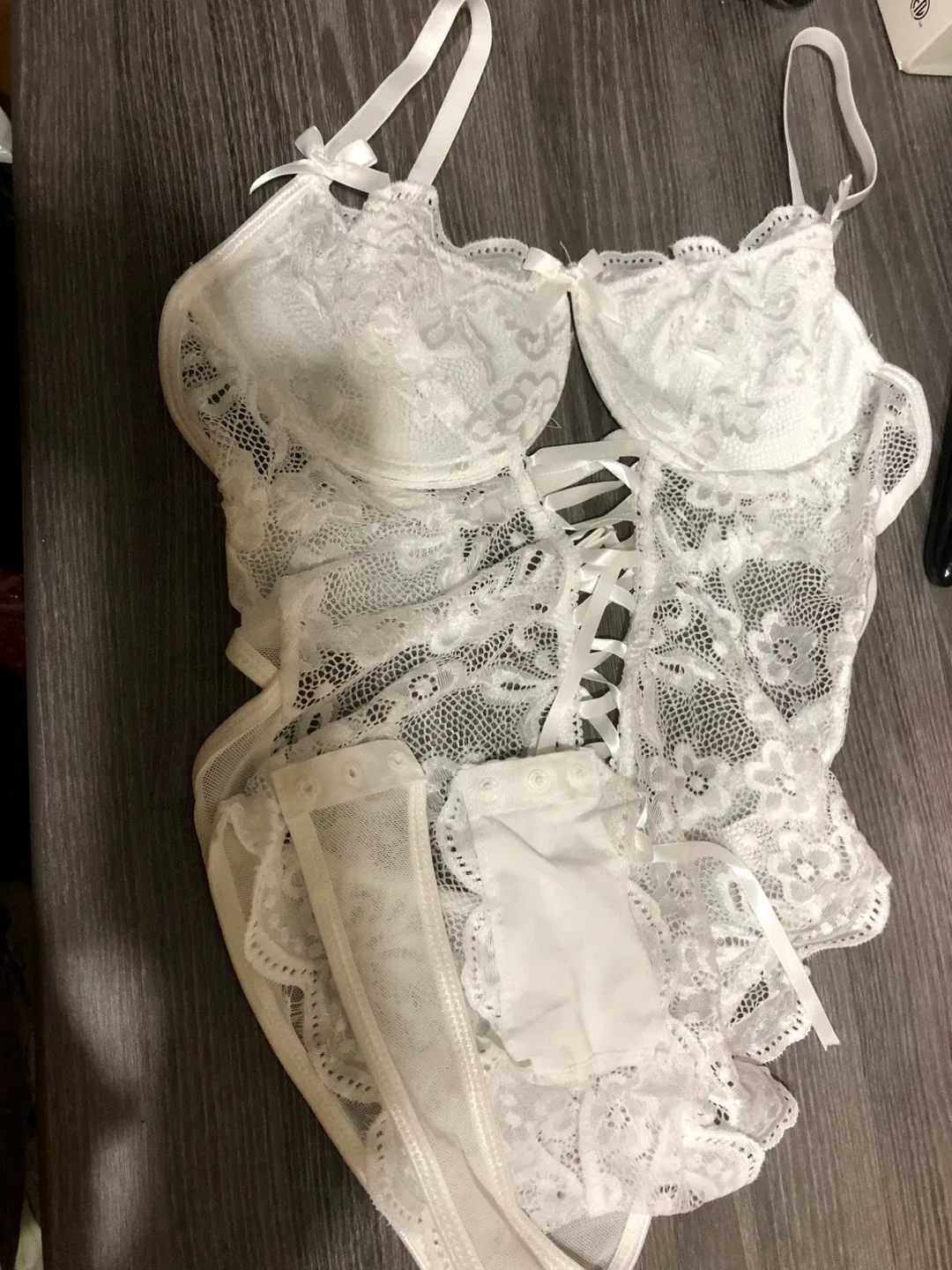 NEW-White Lace Lingerie  Size M image indicator(6)