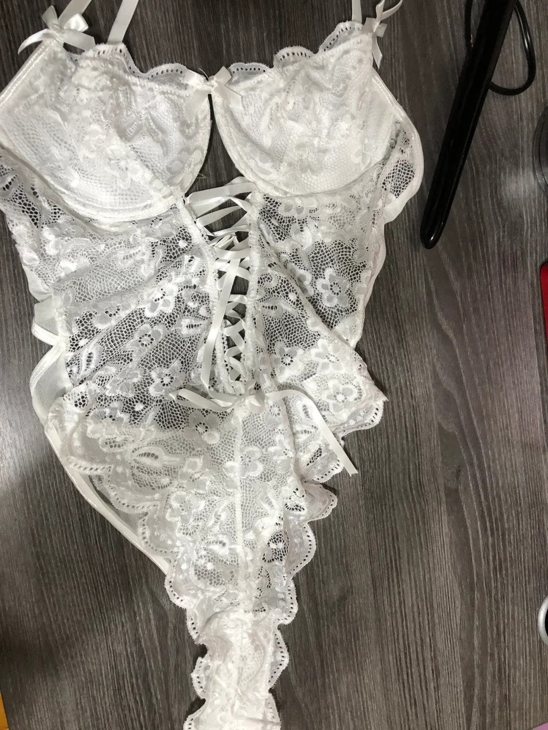 White Lace Lingerie Set, Size M